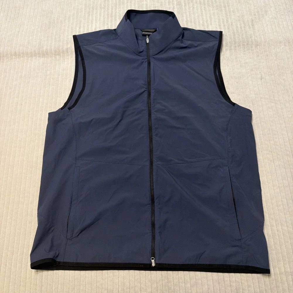 Dunning Golf Vest Jacket Mens L Blue Full Zip Performance Outerwear